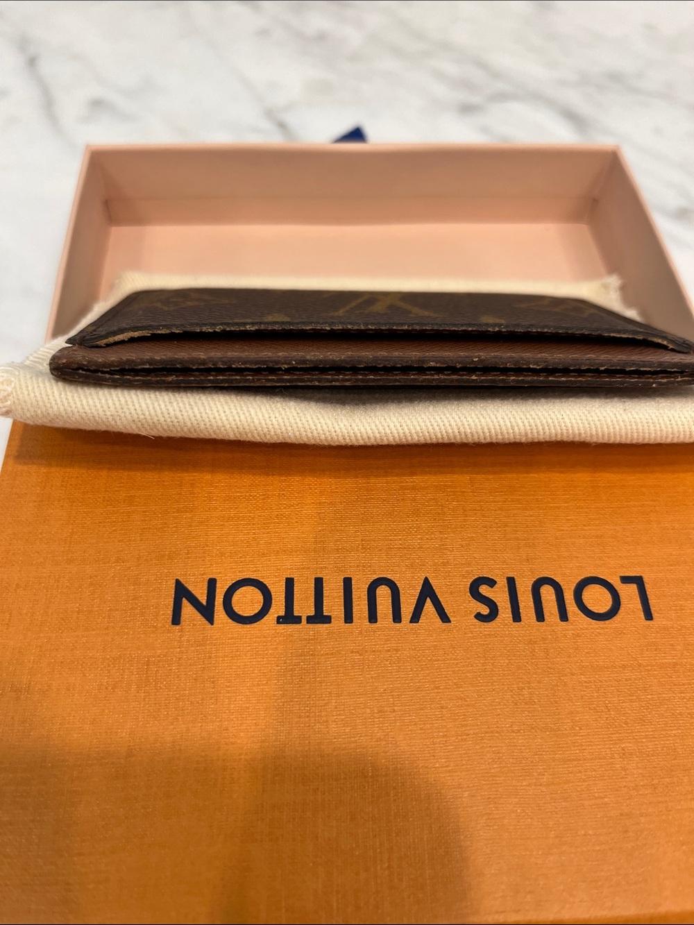 Louis Vuitton Monogram Card Case in Dark Brown & Tan - Picture 4 of 13